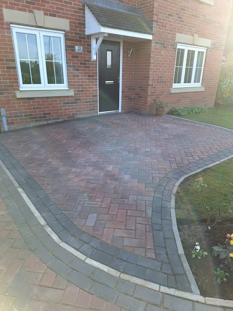 Block paved path to a front door