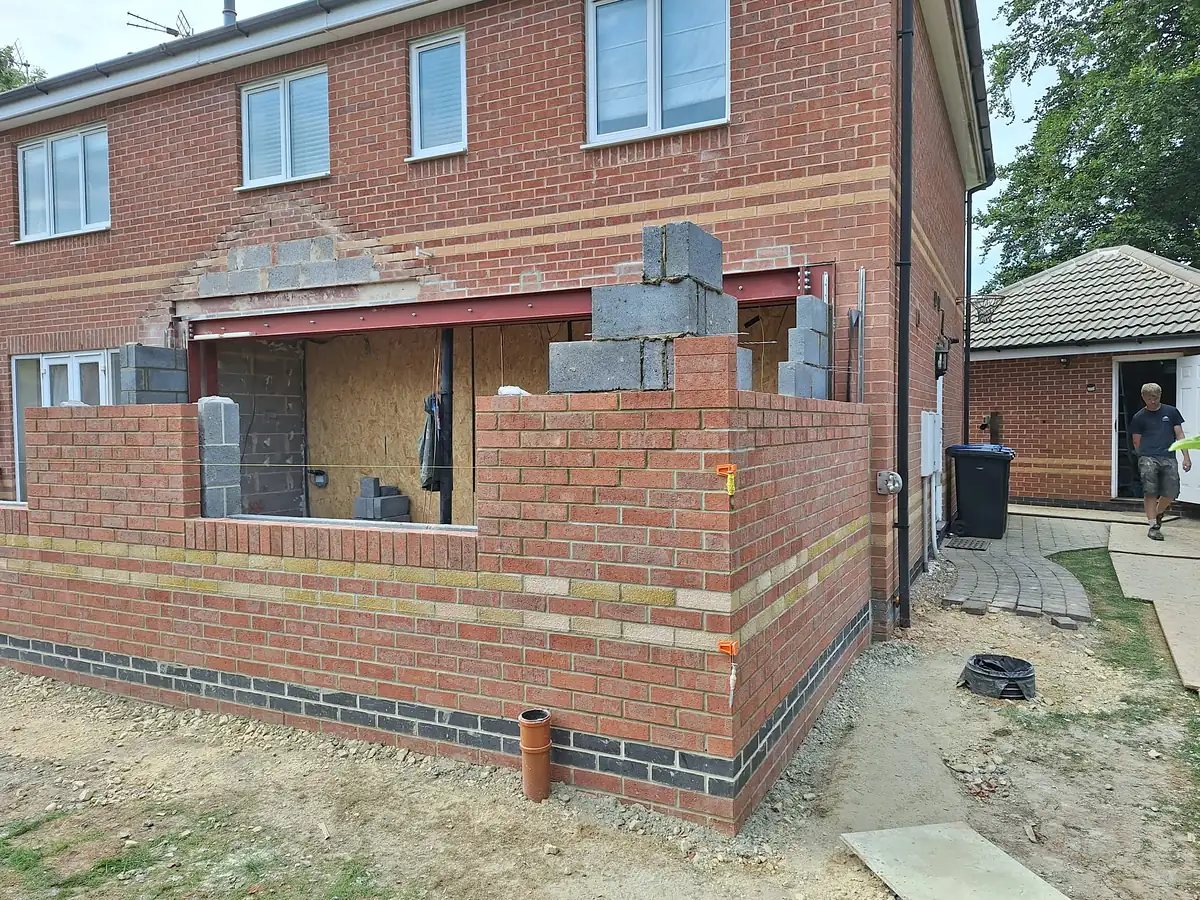 Brickwork rising on a rear extension