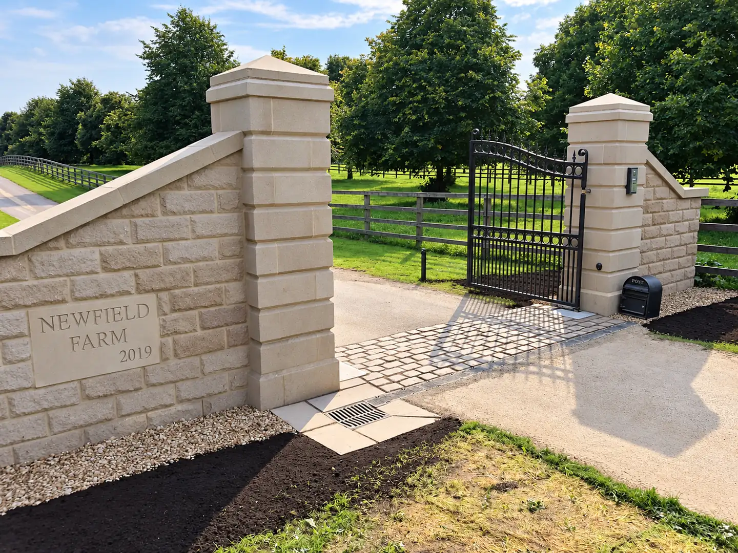 Stone gate piers on a country estate