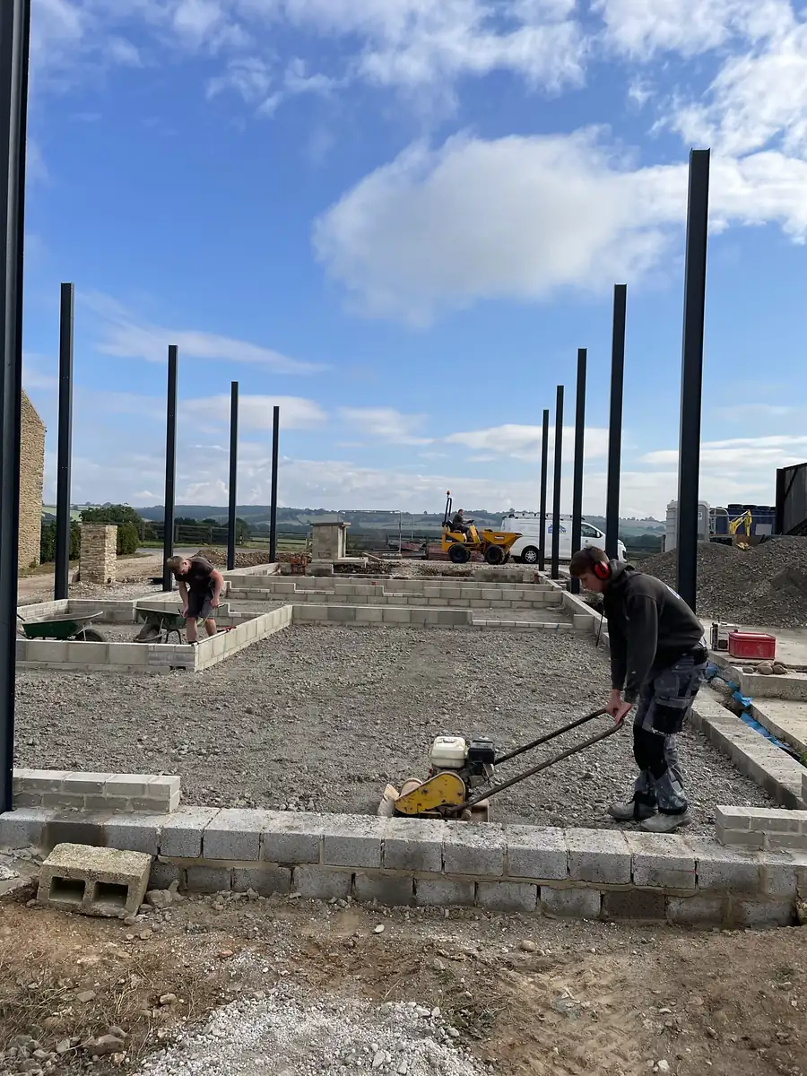 Foundation blockwork for a barn conversion