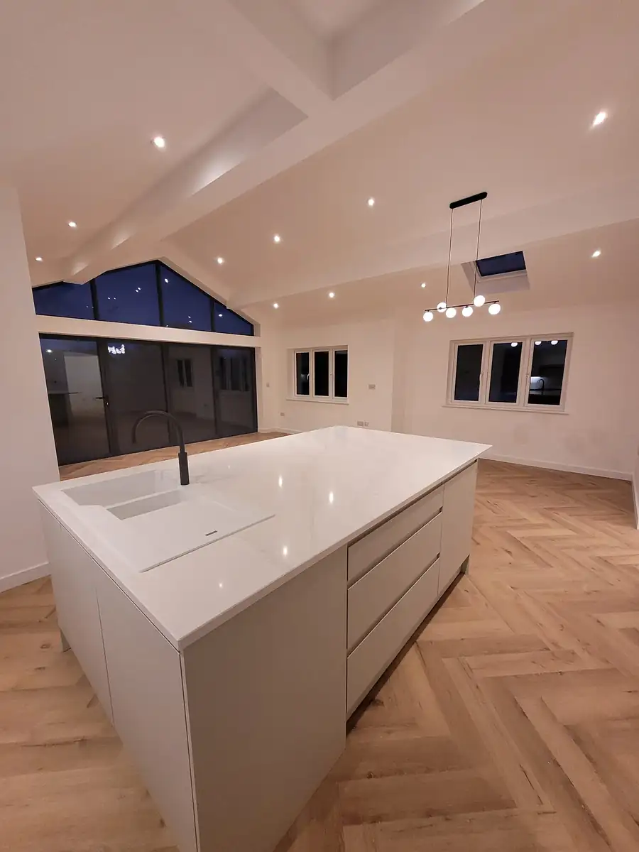 Kitchen island and pendant lights