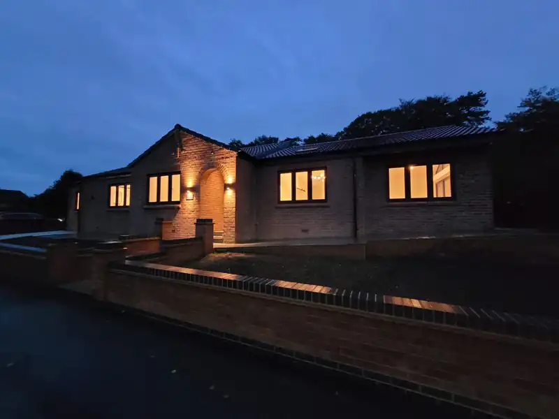 Mallorie Court bungalow at dusk