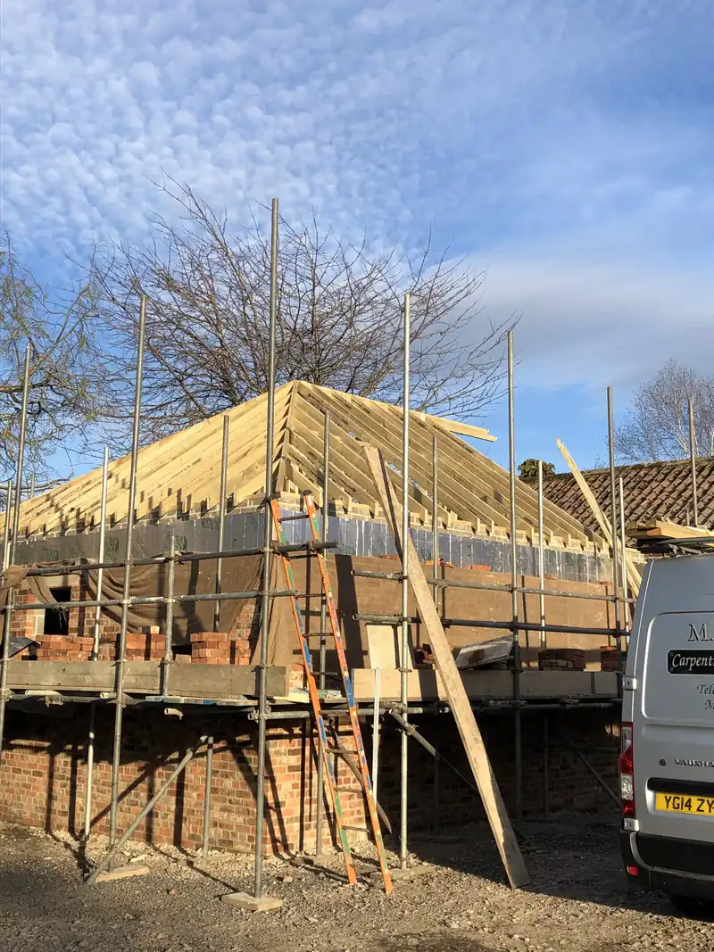 New roof structure on a barn