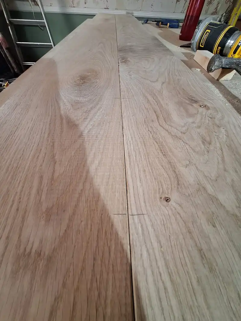 Oak board being prepared