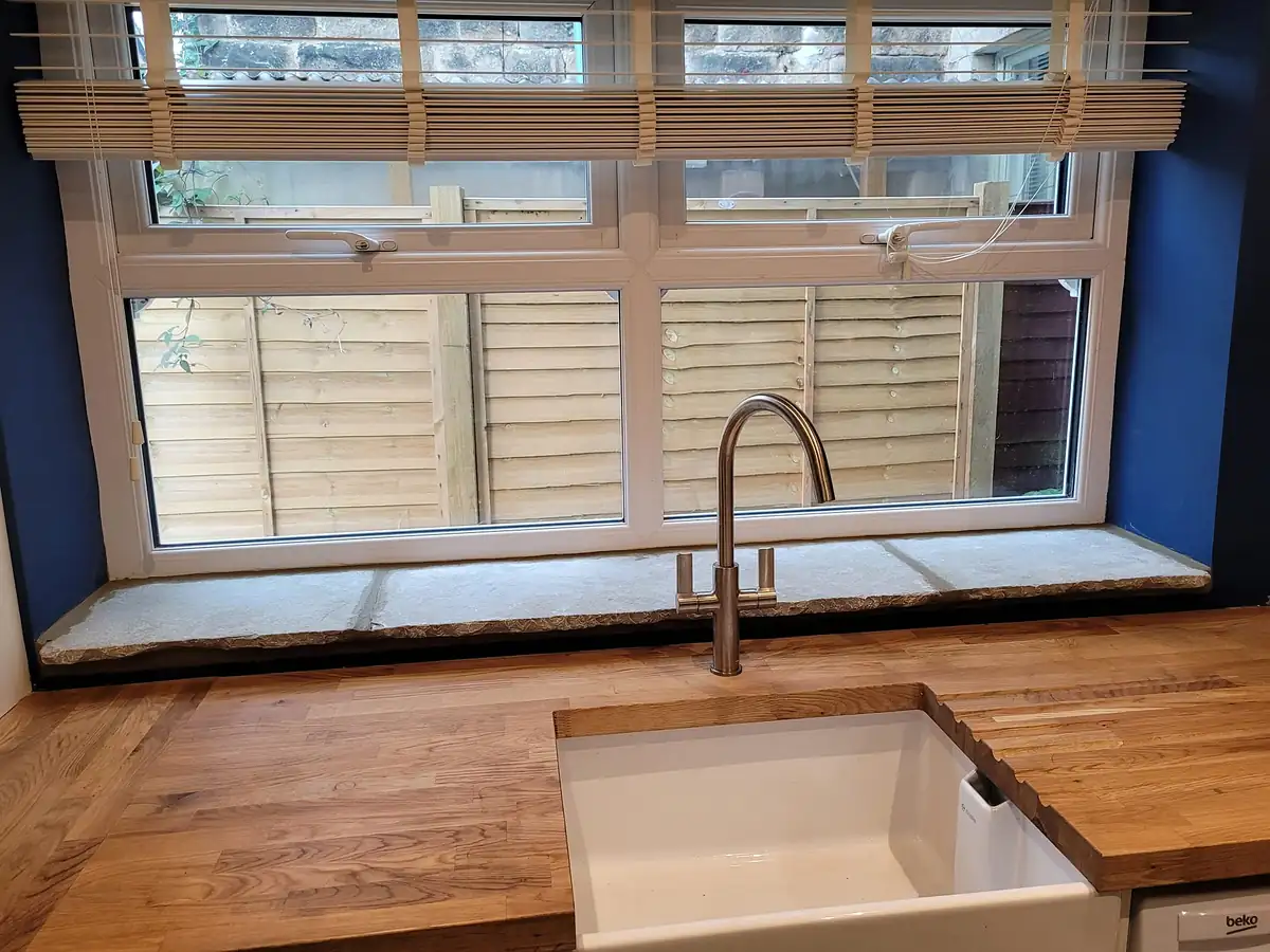 Oak worktop and window seat