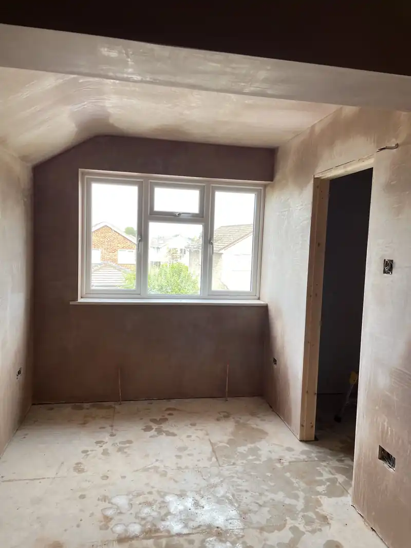 Plastered loft room with window