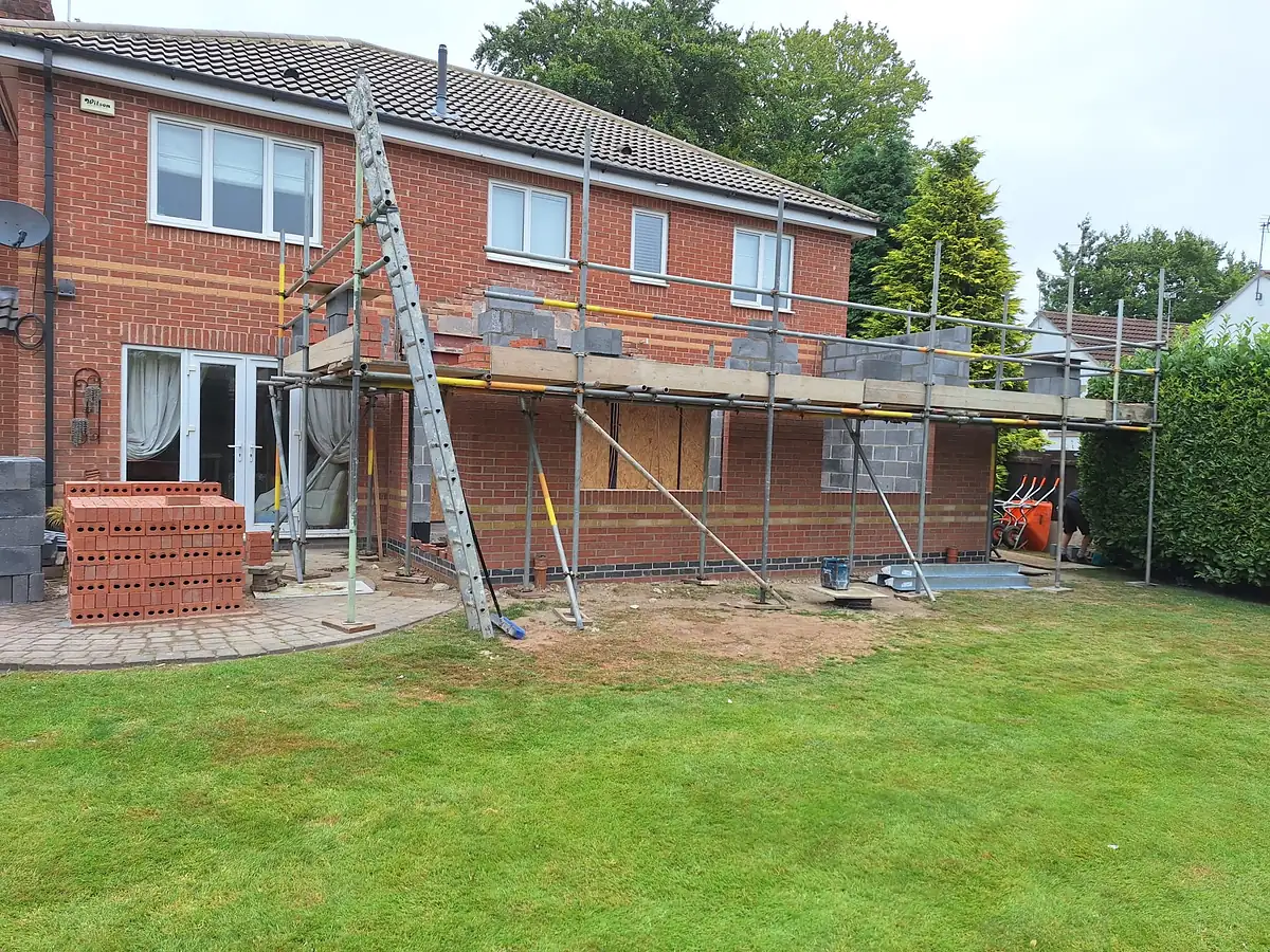 Rear of the house at Appleby Avenue with the scaffold up