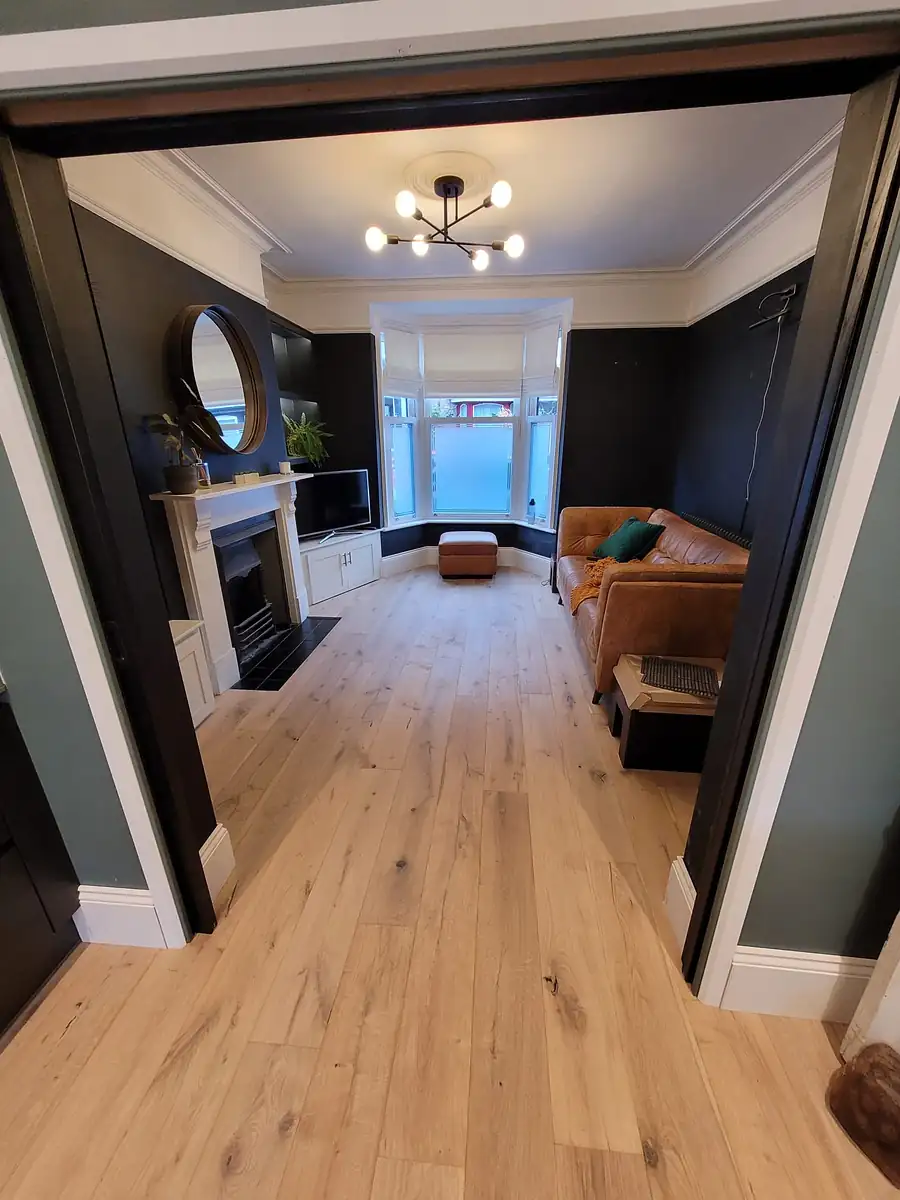 Renovated living room with oak floor