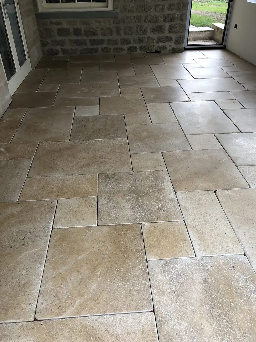 Stone floor in a garden room